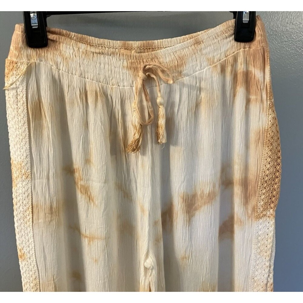 NWT Kiwi & Punch Miami Boho Wide Leg Tie Dyed Summer Pants Size Med Color Nude - Picture 4 of 7